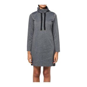 NWOT Tommy Hilfiger Grey Chevron Cowl Neck Sweater Dress - Large (U8)